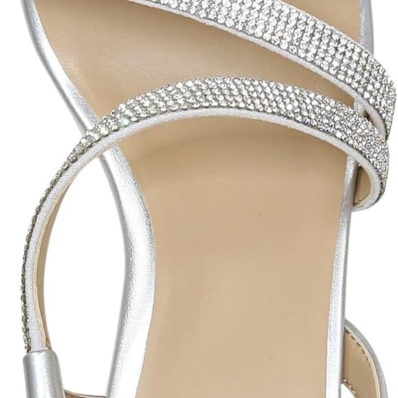 Women's Silver Brenta Strappy Sandal Size 9 Heeled Dress Shoe with Platform - Picture 5 of 9